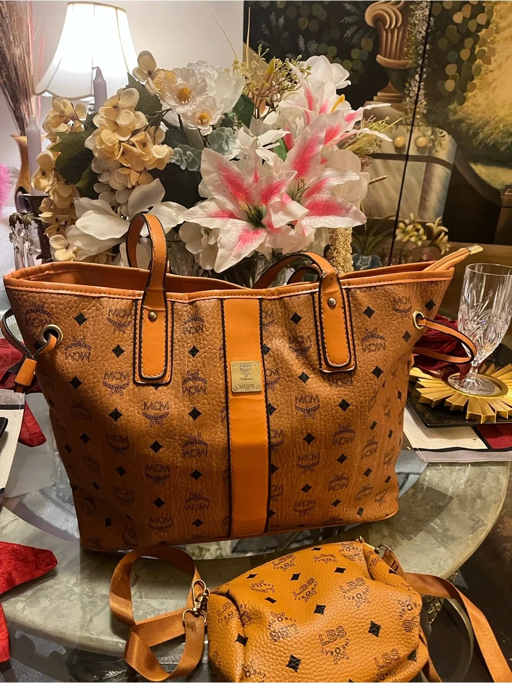 Cognac Visetos Canvas Tote Bag & 🔥smaller bag